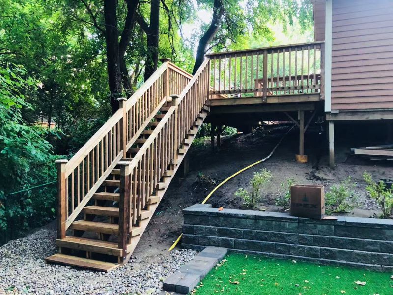 Cedar deck stairs