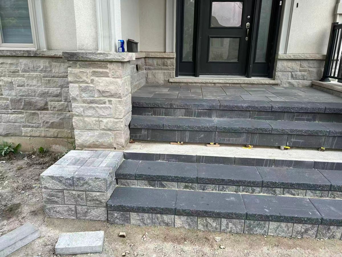 Natural stone front steps